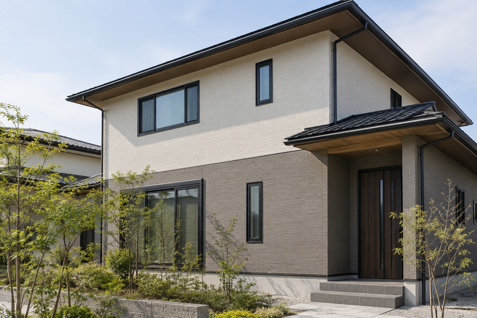 塗装後の戸建住宅外壁のデモ用イメージ